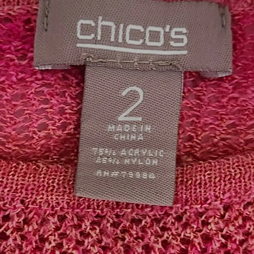 Chico's Bright Pink Lightweight Knit Short Sleeved Round Neckline Top
